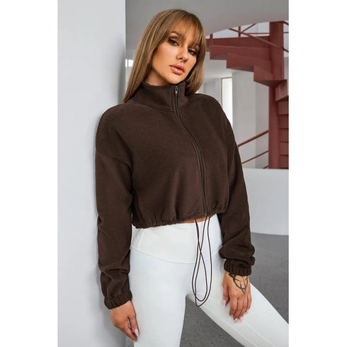 'Amity' Zip Up Cropped Jacket - Celes Fashion